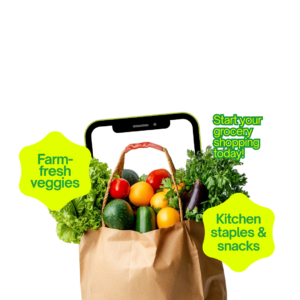 Green and Brown Modern Grocery Delivery Social Media Post